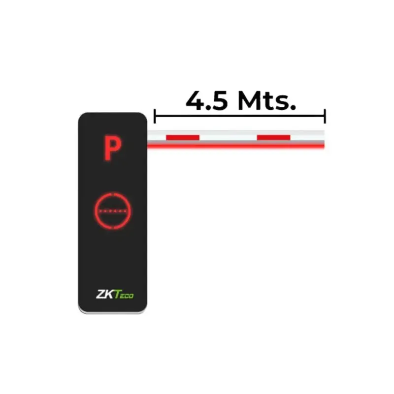 Barrera vehicular con brazo de hasta 4.5 Mts Reversible con Iluminación en el case de la barrera marca ZKTeco modelo  BGM1045