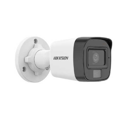 KIT Cámara análoga DS-2CE16D0T-LPFS tipo bala 2 Megapixeles, 1080 lente fijo 2.8mm, IR 30 mts, luz blanca 20 mts color de noche, IP67, 4 hibrido, microfono incorporado Marca Hikvision