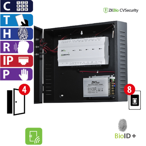 Panel de Acceso 8 Lectoras 4 Puertas ZKTeco modelo Inbio 460pro